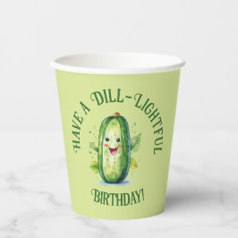 Niedlicher Grüner Cartoon Pickle Geburtstag Pappbecher