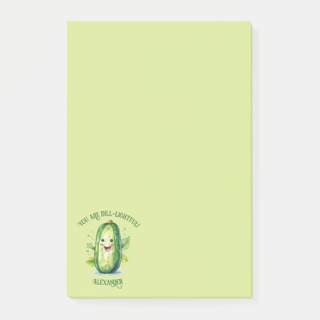 Niedlicher Grüner Cartoon Post-it Klebezettel (Vorderseite)