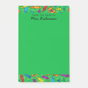 Niedlicher Grüner Crayons Lehrer Von 4 x 6 Uhr Post-it Klebezettel