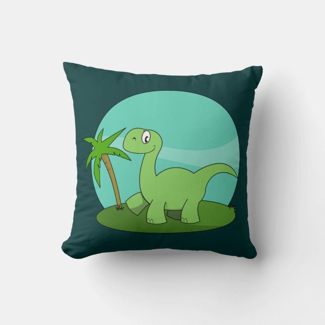 Niedlicher grüner Dinosaurier Kissen (Vorderseite)