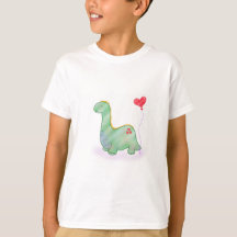 Niedlicher grüner Dinosaurier mit Herzballon |
