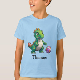 Niedlicher grüner Dinosaurier mit Ostereiern T-Shirt