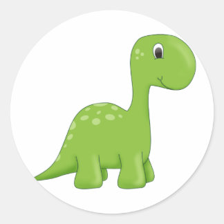 Niedlicher grüner Dinosaurier Runder Aufkleber