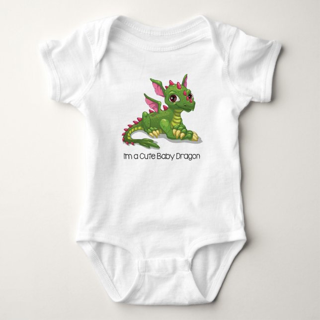 Niedlicher grüner Drache Baby Strampler (Vorderseite)
