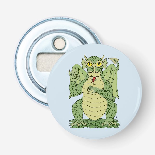 Niedlicher Grüner Drache Flaschenöffner (Vorderseite)