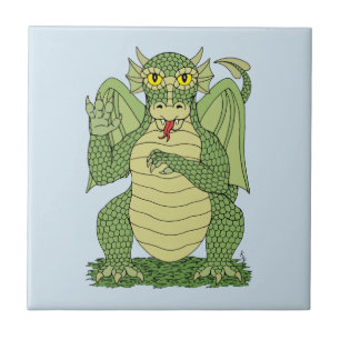 Niedlicher Grüner Drache Fliese