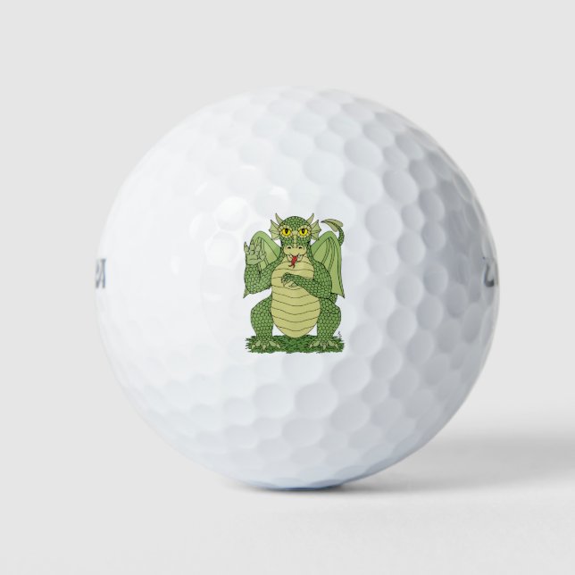 Niedlicher Grüner Drache Golfball (Vorderseite)