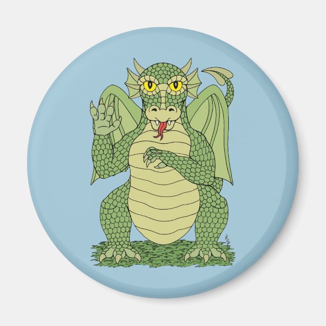 Niedlicher Grüner Drache Magnet (Vorne)