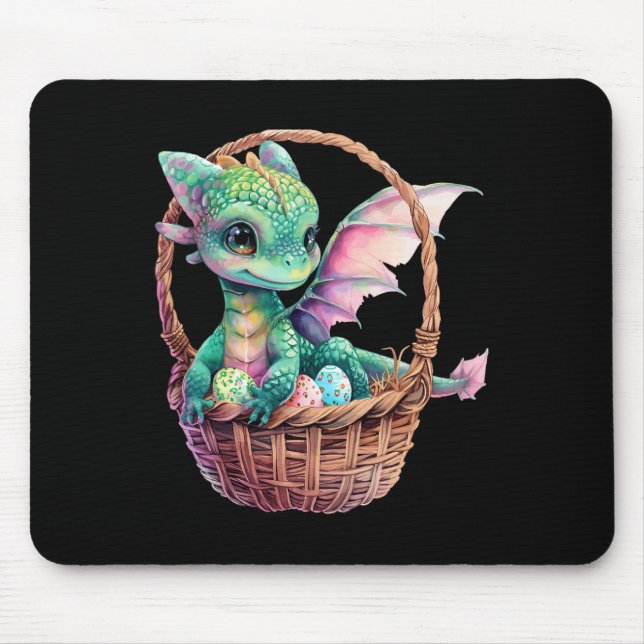 Niedlicher Grüner Drache Ostereier Jagd Eier Korb  Mousepad (Vorne)
