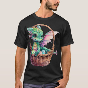 Niedlicher Grüner Drache Ostereier Jagd Eier Korb  T-Shirt