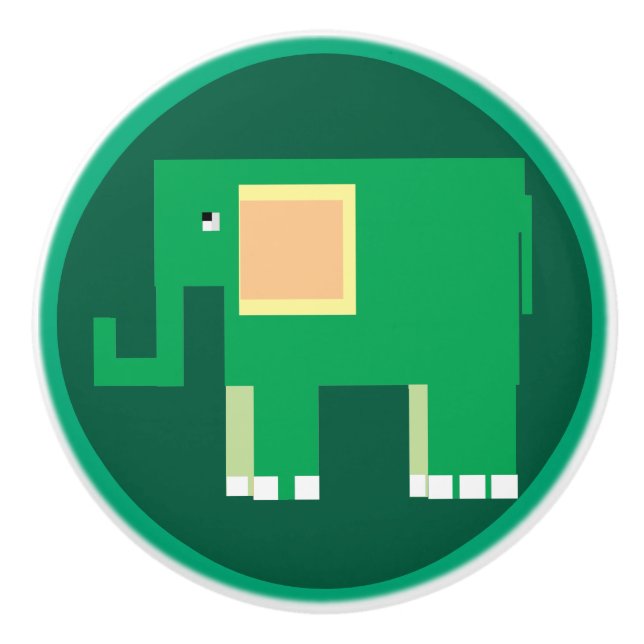 Niedlicher grüner Elefant Keramikknauf (Vorderseite)