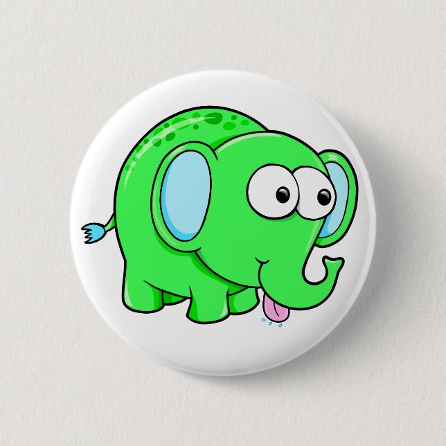 Niedlicher grüner Elefant-Knopf Button (Vorderseite)