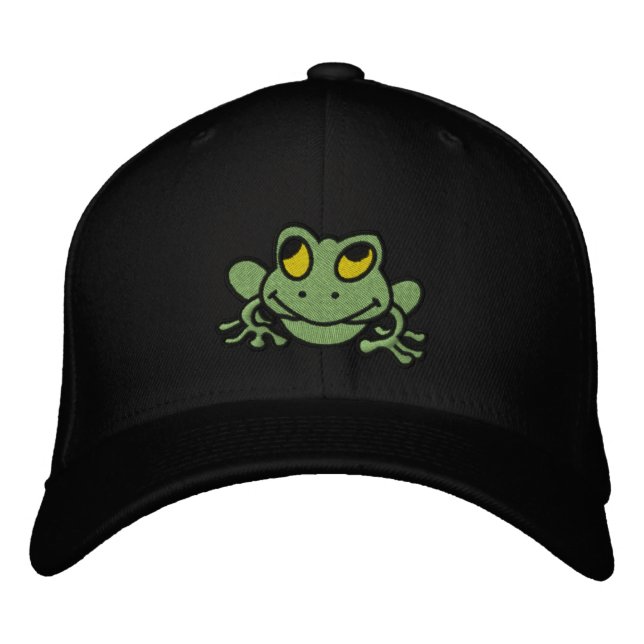 Niedlicher grüner Frosch bestickte Hülle Baseballkappe (Vorderseite)