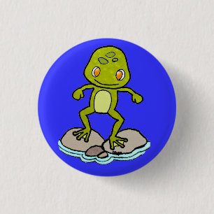 Niedlicher grüner Frosch Button