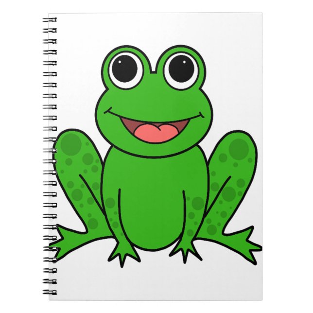 Niedlicher grüner Frosch-Cartoon Notizblock (Vorderseite)