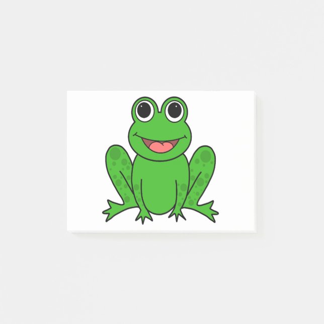 Niedlicher grüner Frosch-Cartoon Post-it Klebezettel (Vorderseite)
