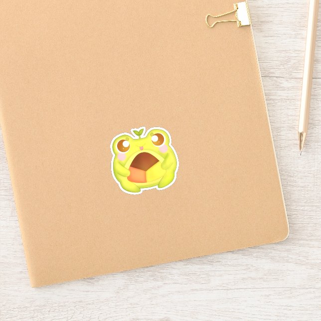 Niedlicher Grüner Frosch Holding Mexican Polvoron  Aufkleber (Notizbuch)