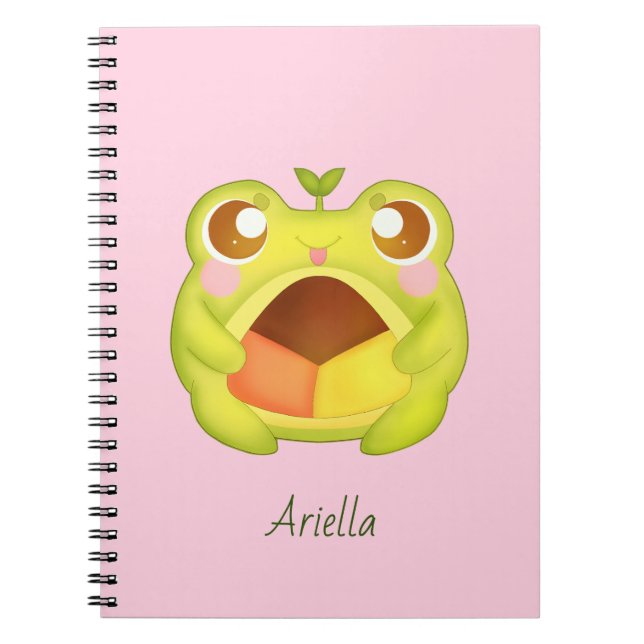 Niedlicher Grüner Frosch Holding Mexican Polvoron  Notizblock (Vorderseite)