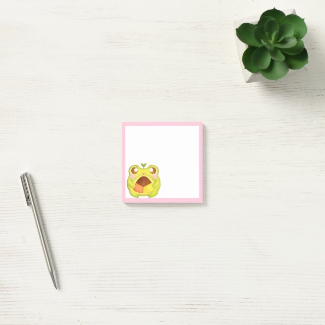 Niedlicher Grüner Frosch Holding Mexican Polvoron  Post-it Klebezettel (Büro)