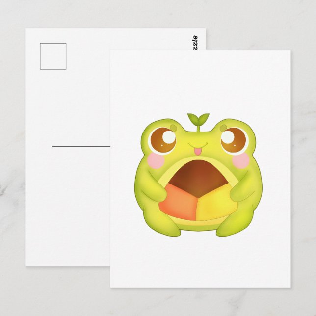 Niedlicher Grüner Frosch Holding Mexican Polvoron  Postkarte (Vorne/Hinten)