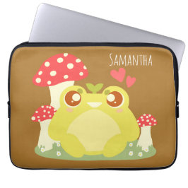 Niedlicher grüner Frosch in der Natur Laptopschutzhülle