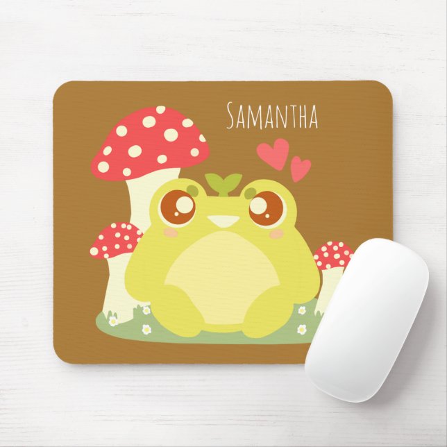 Niedlicher grüner Frosch in der Natur Mousepad (Mit Mouse)