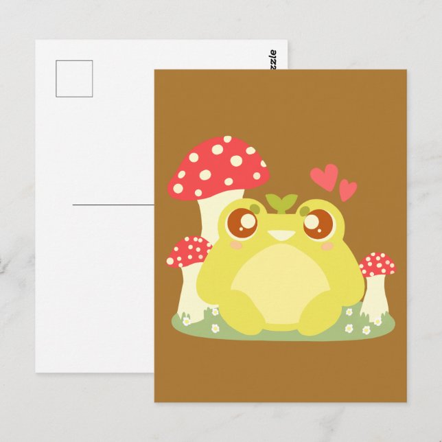 Niedlicher grüner Frosch in der Natur Postkarte (Vorne/Hinten)