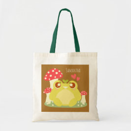 Niedlicher grüner Frosch in der Natur Tragetasche