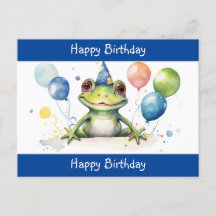 Niedlicher Grüner Frosch mit Ballons Glücklich Geb