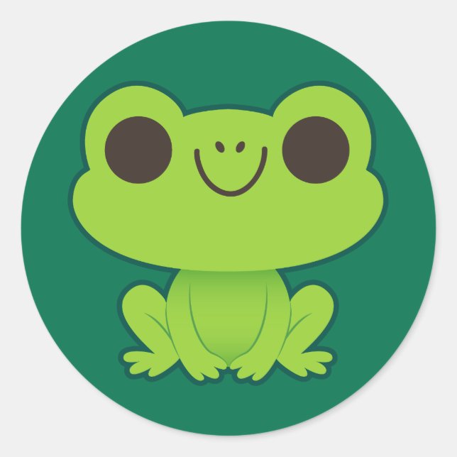 Niedlicher Grüner Frosch Runder Aufkleber (Vorderseite)