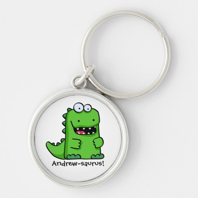 Niedlicher grüner glücklicher Dinosaurier Schlüsselanhänger (Vorne)