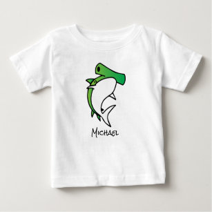Niedlicher Grüner Hai Mit Monogramm Baby T-shirt