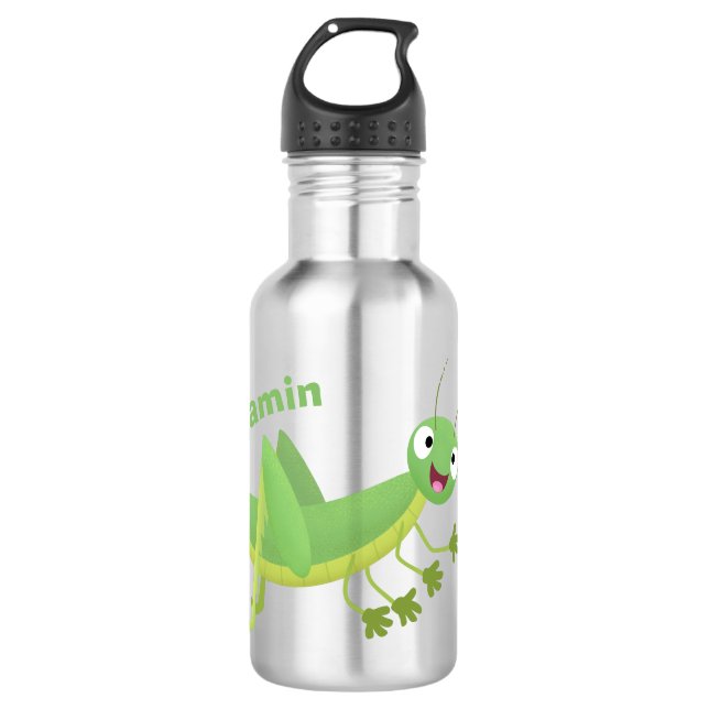 Niedlicher Grüner-Happy-Cartoon Edelstahlflasche (Vorderseite)