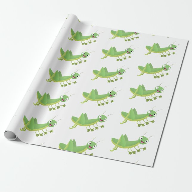 Niedlicher Grüner-Happy-Cartoon Geschenkpapier (Ungerollt)