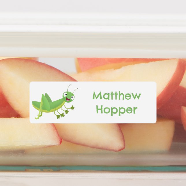 Niedlicher Grüner Happy Cartoon personalisiert Etiketten (Befestigt)