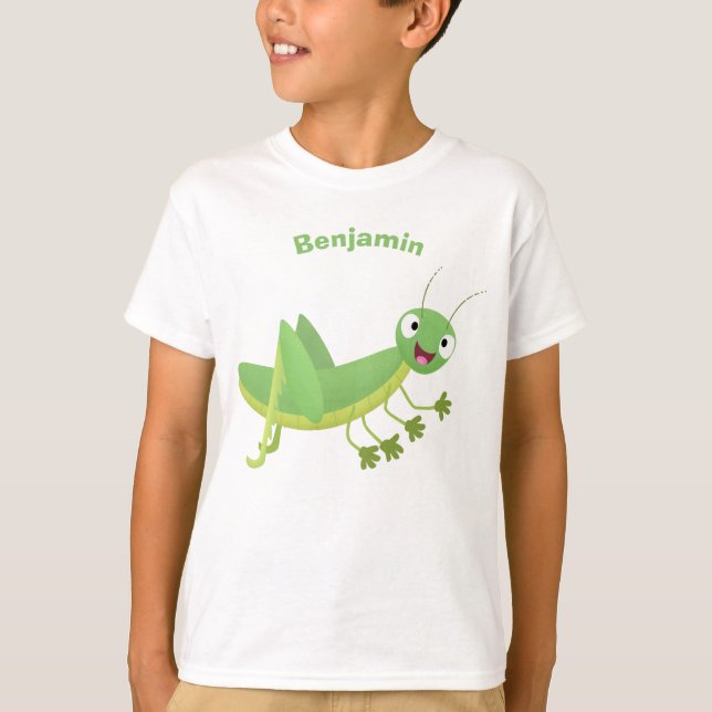 Niedlicher Grüner-Happy-Cartoon T-Shirt (Vorderseite)