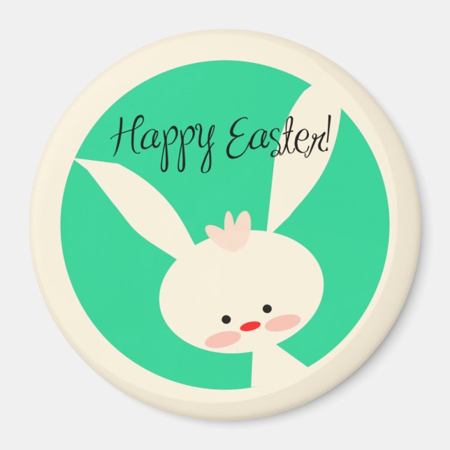 Niedlicher grüner Hase für Osterklassiker Rundmagn Magnet (Vorne)