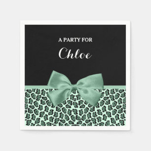 Niedlicher grüner Jaguar Print Girly Jade Bow und Serviette