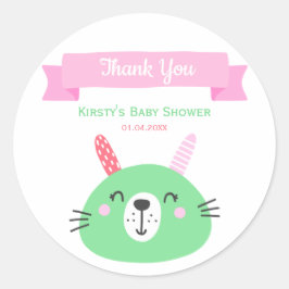 Niedlicher Grüner Kinderwagen| Babydusche Danke Runder Aufkleber
