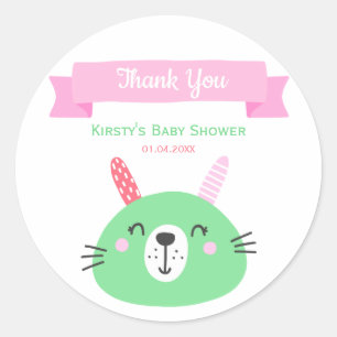Niedlicher Grüner Kinderwagen  Babydusche Danke Runder Aufkleber