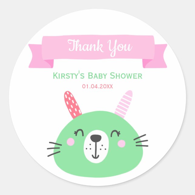 Niedlicher Grüner Kinderwagen| Babydusche Danke Runder Aufkleber (Vorderseite)