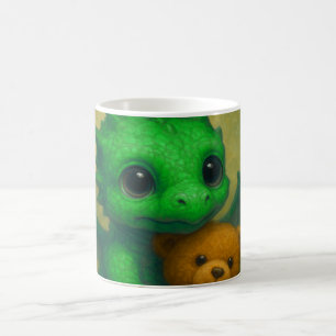 Niedlicher, grüner, Mit Augen Babydrache mit Teddy Verwandlungstasse