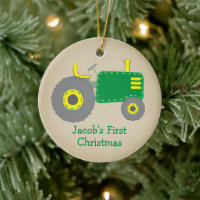 Niedlicher Grüner Traktor Erster Weihnachtskraftst
