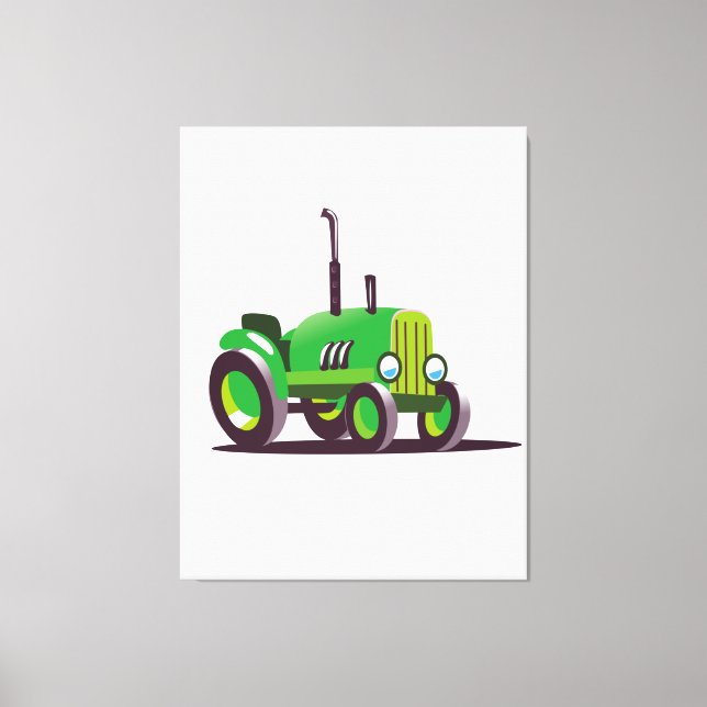 Niedlicher grüner Traktor Leinwanddruck (Vorderseite)