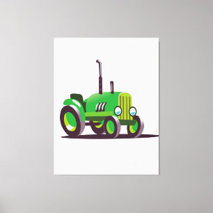 Niedlicher grüner Traktor Leinwanddruck