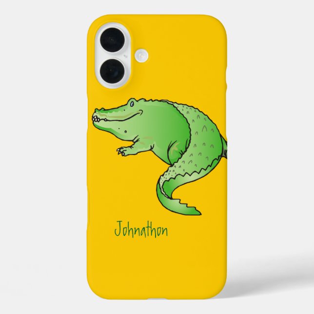 Niedlicher, grüner und gelber Alligator iPhone 16 Plus Hülle (Rückseite)