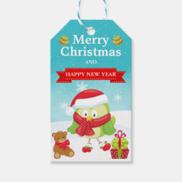 Niedlicher Grüner Vogel in der Weihnachtsmannmütze Geschenkanhänger