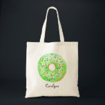 Niedlicher grüner WasserfarbenDonut mit Sprinklen  Tragetasche<br><div class="desc">Niedlicher grüner WasserfarbenDonut mit Sprinklen nach Maß Tasche | Die Tasche ist mit einer farbenfrohen,  grünen Nuss mit bunten Sprinklen versehen. Diese niedliche Donut-Tasche wird sich als personalisiertes Geschenk eignen. Personalisieren Sie das Programm durch Hinzufügen eines Namens oder einer kurzen Wortgruppe. Weitere Donut-Farben sind verfügbar.</div>
