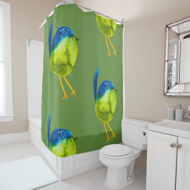 Niedlicher grüner Wasservogel Duschvorhang (Beispiel)