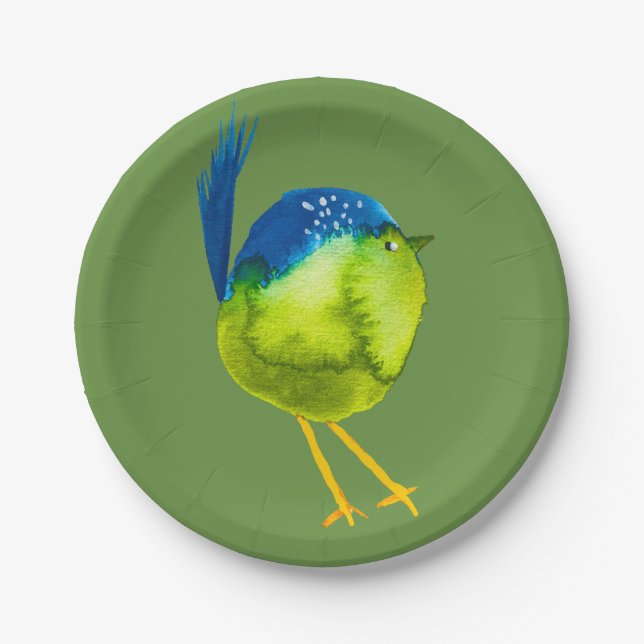 Niedlicher grüner Wasservogel Pappteller (Vorderseite)